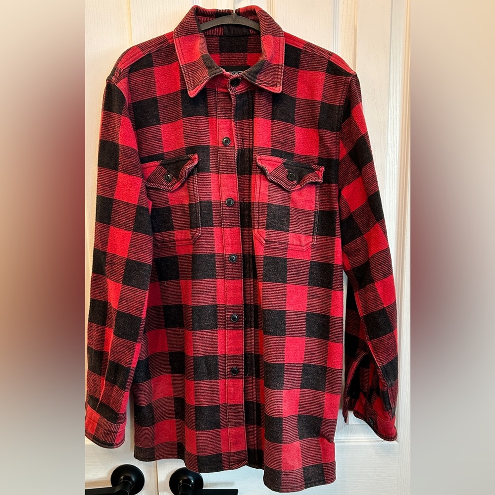 Dakota Red & Black Buffalo Plaid Heavy Work Shirt Mens L | Outdoor Flannel